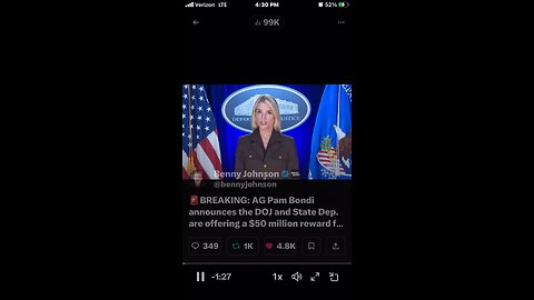 AG Pam Bondi announces the DOJ and State Dep. are offering a $50 million reward for information that