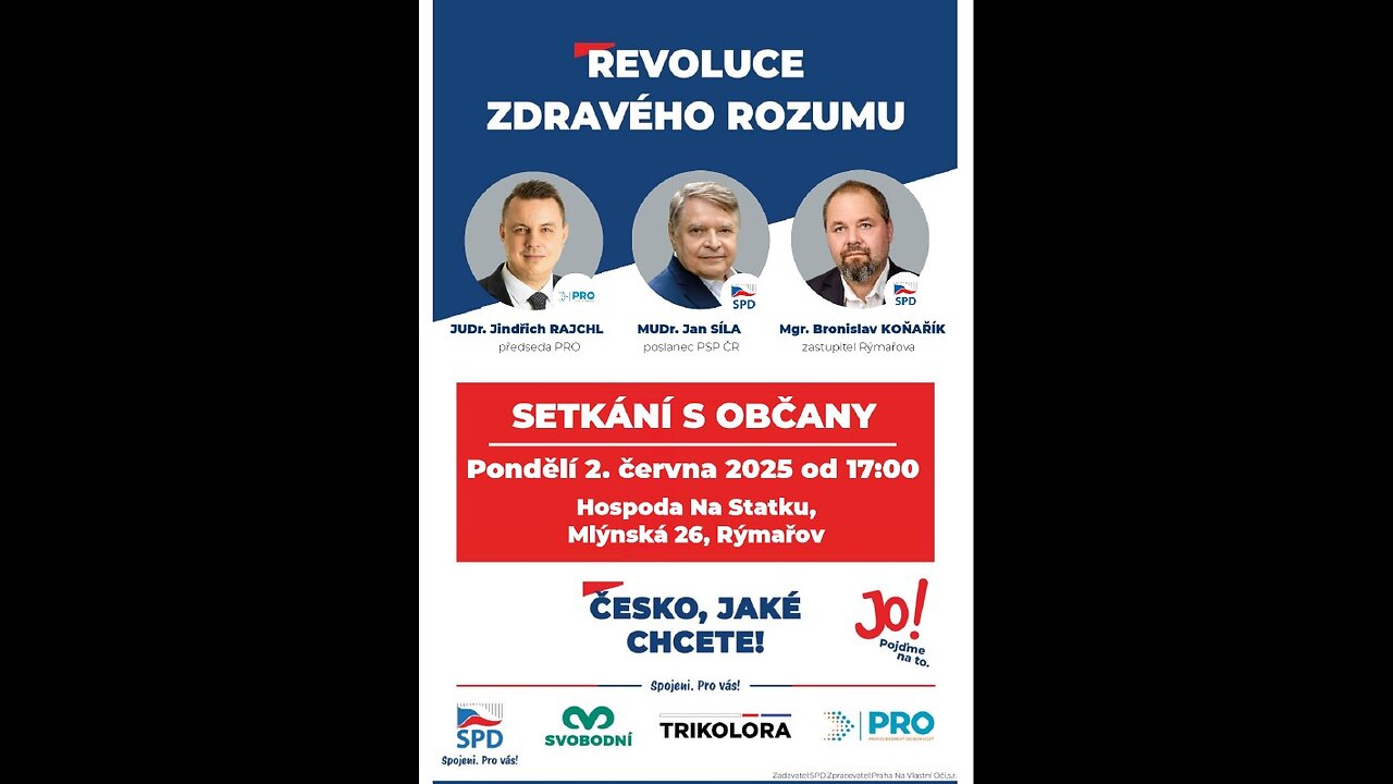 🇨🇿🗳️Setkání s občany JuDr.Jindřich Rajchl ,MuDr. Jan Síla ,Mgr.Bronislav Koňařík ▪️Rýmařov 2.6.2025
