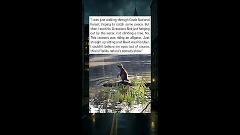 Raccoon Spotted Casually Riding Alligator