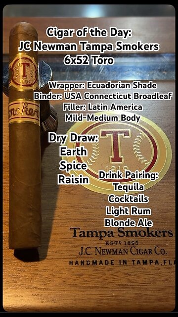 Tampa Smokers (JC Newman) 6x52 Toro #Shorts #YTShort #Short #CigarOfTheDay #YTShorts #Baseball