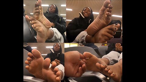 Video 7 - Public Feet Interview, Ebony Airport Soles - Full 9 Min Vid Available