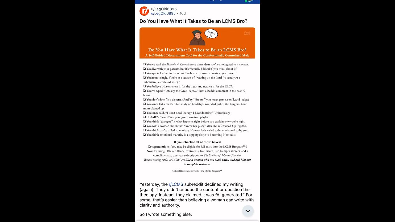 Reddit | Do You Have What It Takes to Be an LCMS Bro?
