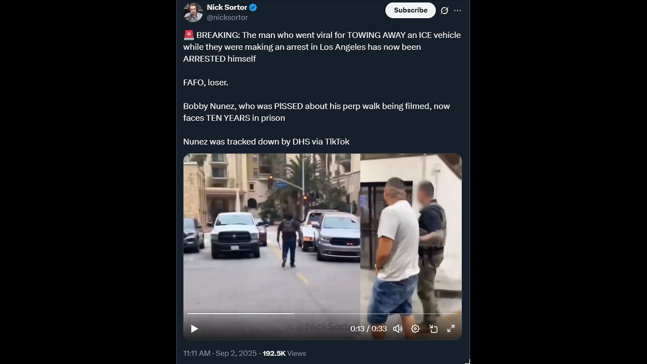 🚨 BREAKING: The man who went viral for TOWING AWAY an ICE vehicle ARRESTED