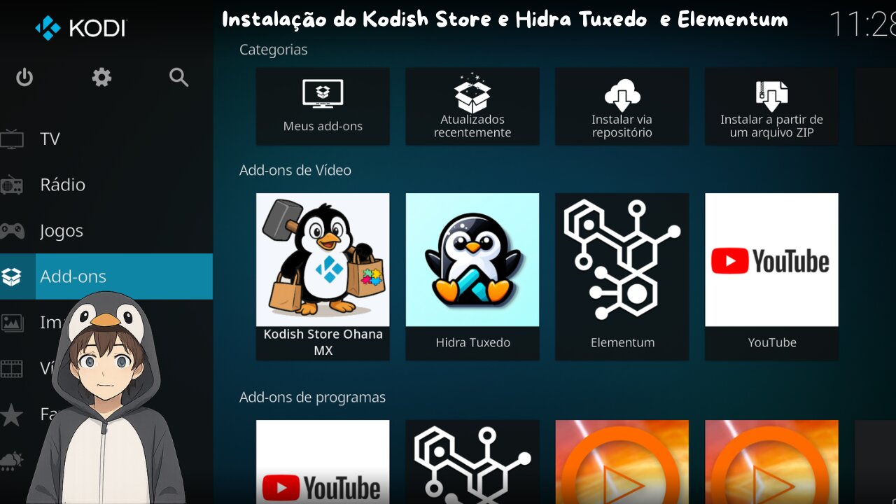 Instalação do Kodish Store e Hidra Tuxedo e Elementum