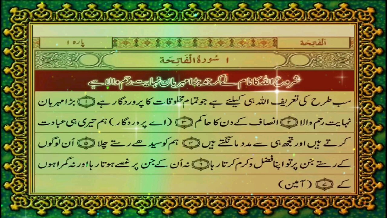 Surah Fatiha Urdu Translate
