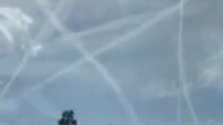 Pentagram chemtrail above Disney