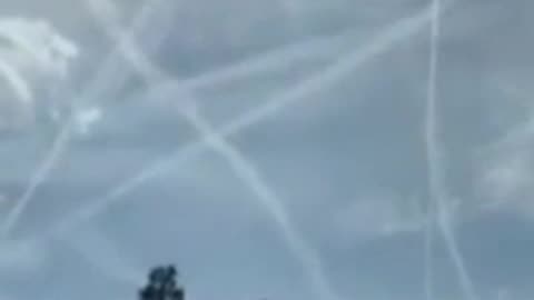 Pentagram chemtrail above Disney