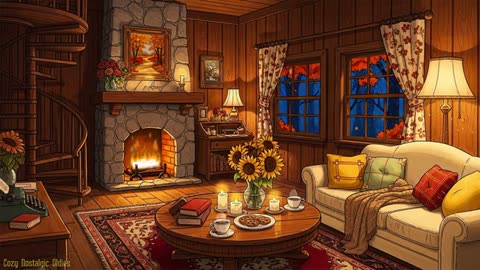 1960s Cozy Vintage Ambience 🍂 Oldies Music, Rain & Fireplace | Warm Reading Nook for Relax & Sleep