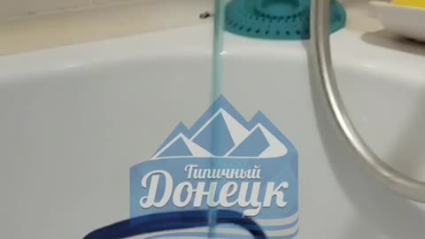 Blue Chemical Flows from Taps After Russians Reconnect Water to Donetsk City(Occupied for +10 Years)