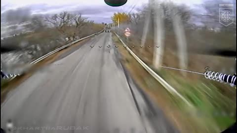 Ukrainian Ambush Drone Going After Russian Motorcide Group At Speed