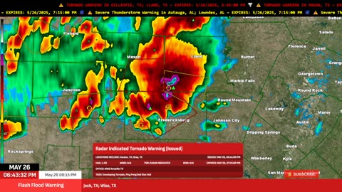 🌪️ Tornado Warning – Mason & Fredericksburg TX | May 26, 2025