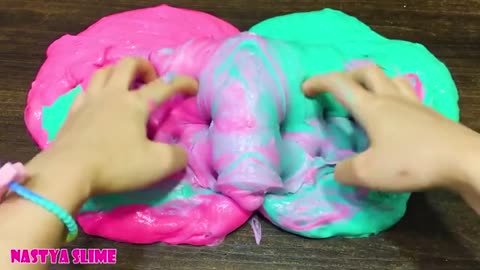 PINK vs MINT Mixing random into GLOSSY slime Satisfying Slime Video_part4