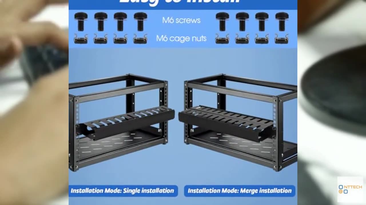 2 Pack 19 Inch 1U Server Rack Cable Management -12 Slot Horizontal Rack Mount Ca