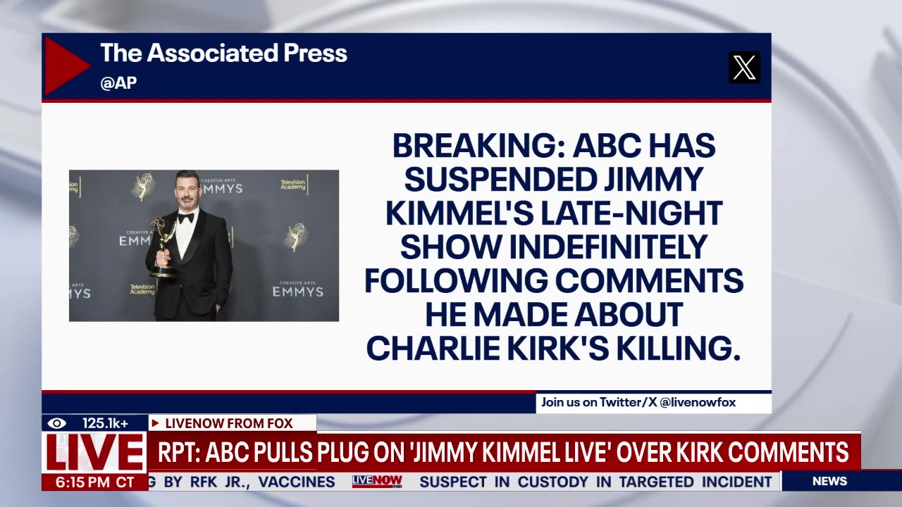 CHARLIE KIRK... JIMMY KIMMEL CANCELLED