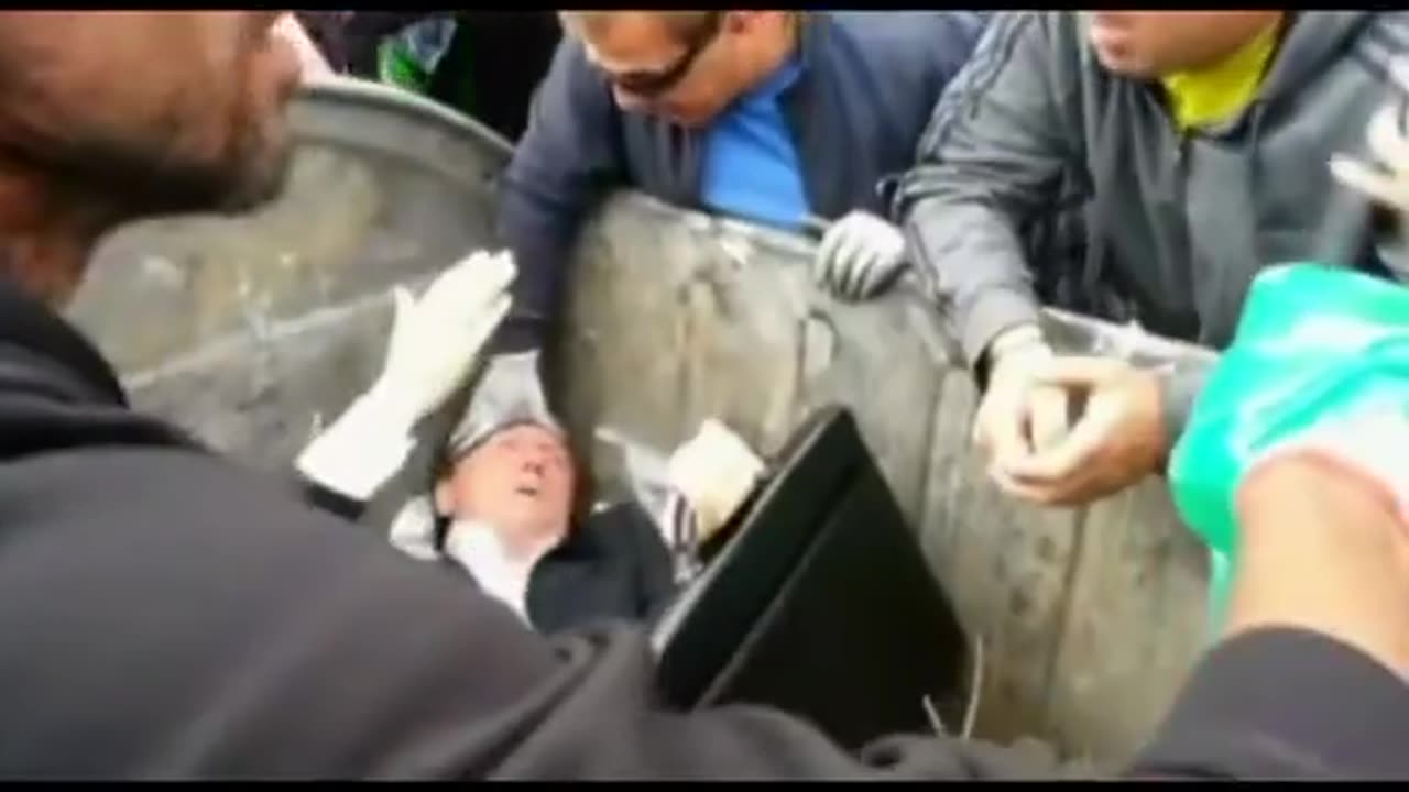 Politician put in the trash can