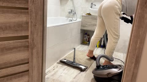 Sexy wife make my room clean......