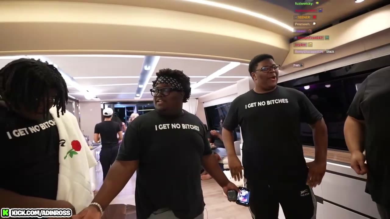 ADIN ROSS FRIENDS AT A YACHT PARTY