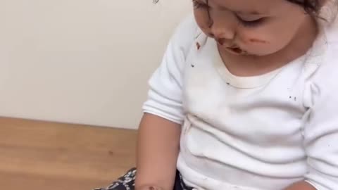 Baby Girl Busted Eating Hazelnut Spread