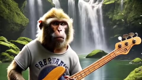 Monkey play electric guitar 🎸🎶🎸 #fyp #fypシ #muisic #guitarbass #elect...