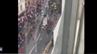 High view of todays car crashing into people in liverpool uk