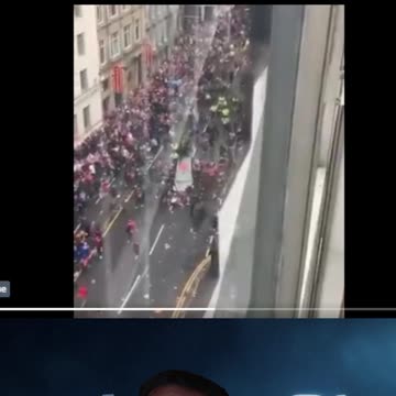 High view of todays car crashing into people in liverpool uk