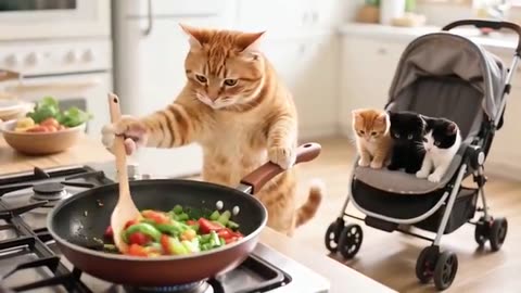 Mom Cat Rescues Abandoned Tuxedo Kitten ❤️ Nurses, Feeds _ Plays Toy Train with Adorable Kittens 🚂