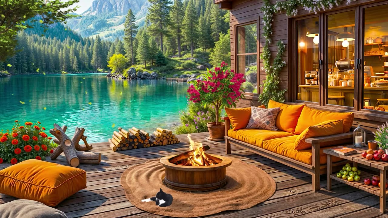 Cozy Spring Porch Ambience & Relaxing Jazz Music