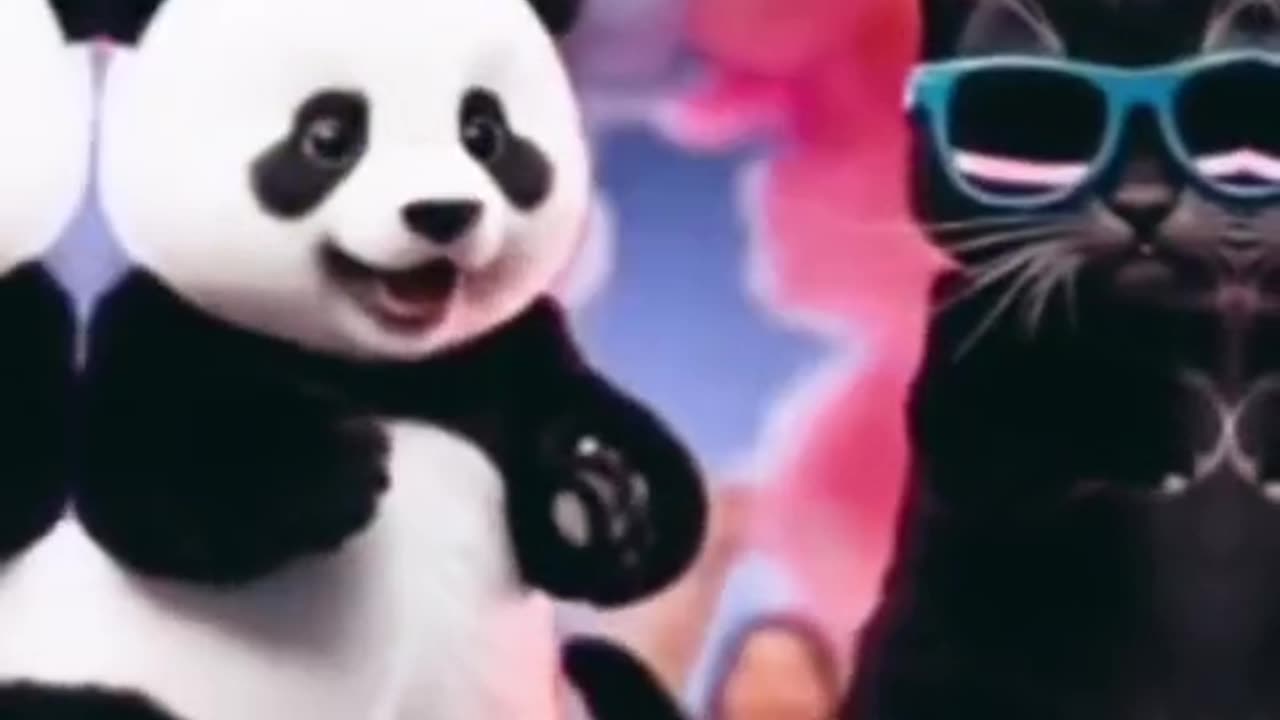 Cute cat and panda dence