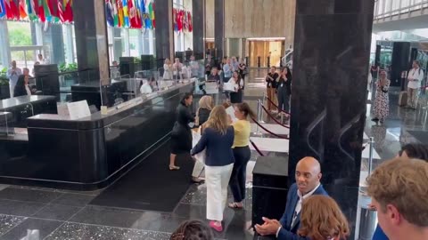 Scenes from the State Dept, showing employees leaving HQ