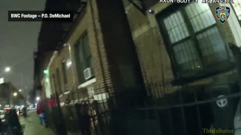 NYPD release bodycam of a stabbing suspect being shot who charged at officer during foot chase