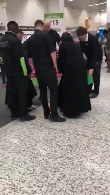 A Muslim woman was caught stealing at a British supermarket...