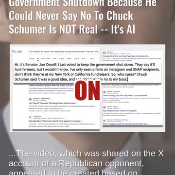 Fact Check: AI Video of Senator Jon Ossoff Saying He Could Never Say No To Chuck Schumer NOT Real