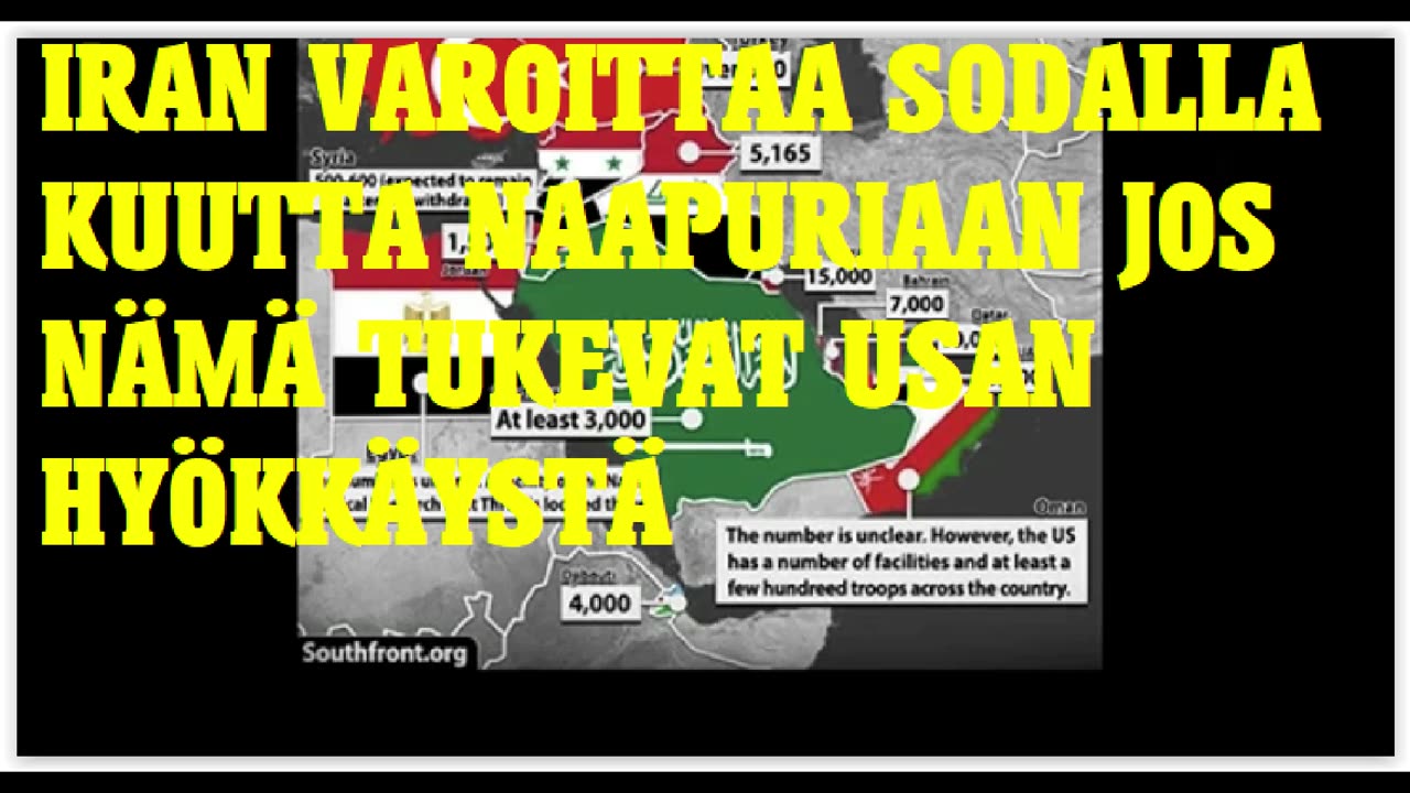 Iran varoittaa kuutta naapurimaata - joudutte kohteiksi jos tuette mahdollista USAn hyökkäystä