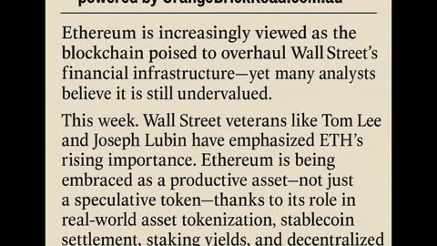 Ethereum poised to transform Wall Street