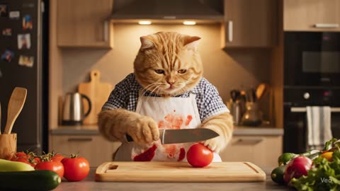 Cat Tomato Cuting
