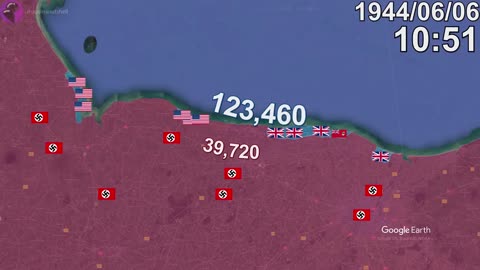 Battle of Normandy (D-Day) in 1 minute using Google Earth