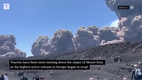 Tourists were forced to flee for their lives as Mount Etna erupted violently