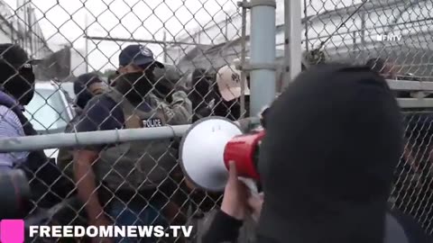 ICE agents RUSH Soros's employees - after they SHAKE GATES & block cars outside Detention Center NJ