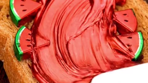 Spreading watermelons on toast #oddlysatisfying #asmrvideo #asmr