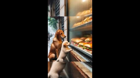 📹 The dog is hungry.