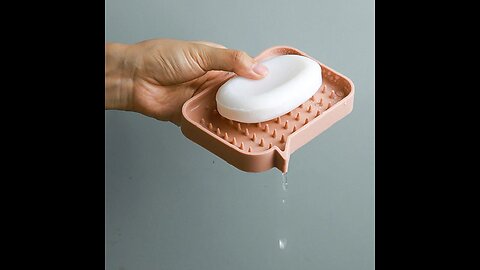 Self-Draining Silicone Soap Dish with Drain, for Kitchen & Bathroom (2-Pack)