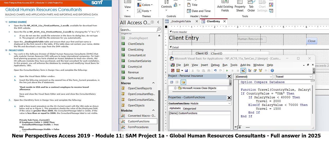 New Perspectives Access 2019 | Module 11: SAM Project 1a| Global Human Resources Consultants (2025)