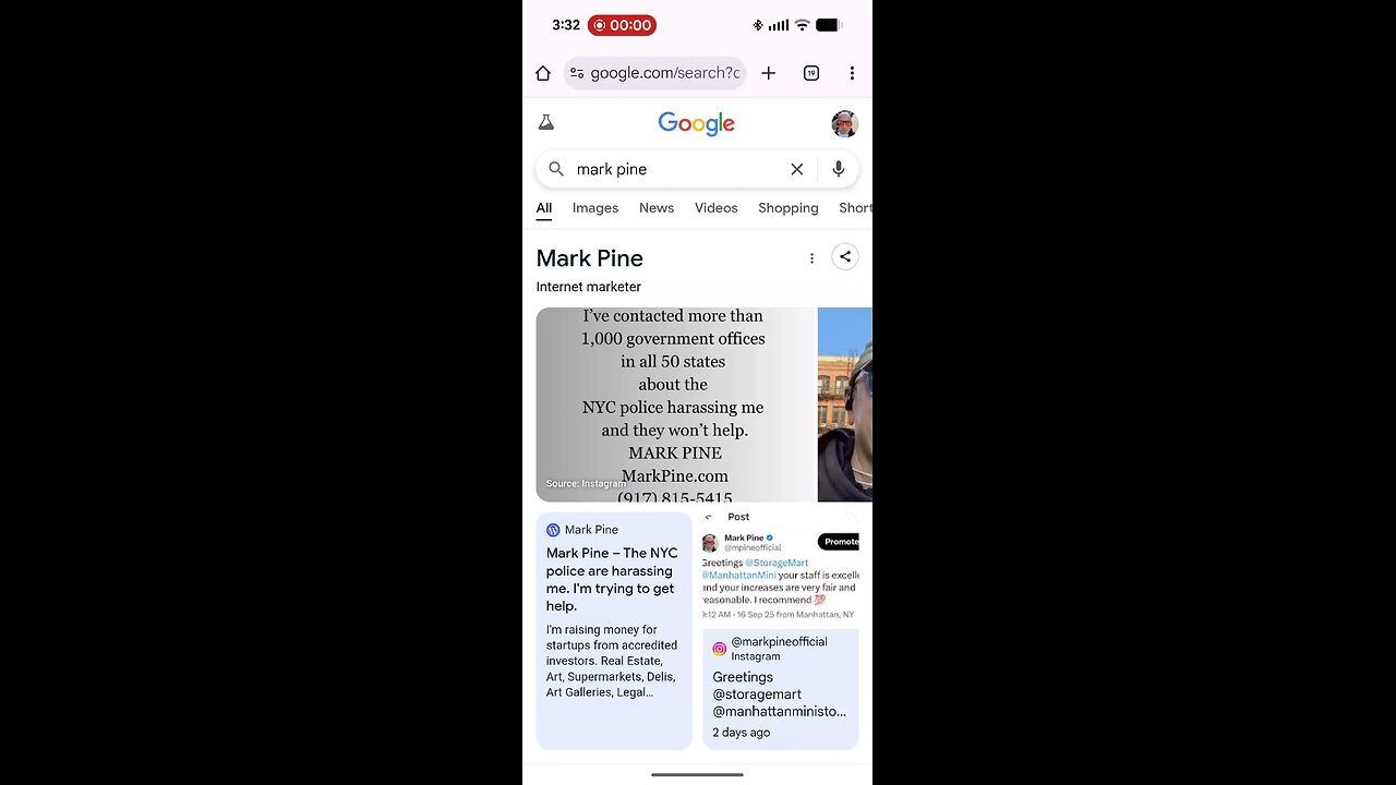 Mark Pine Google search on September 18, 2025.