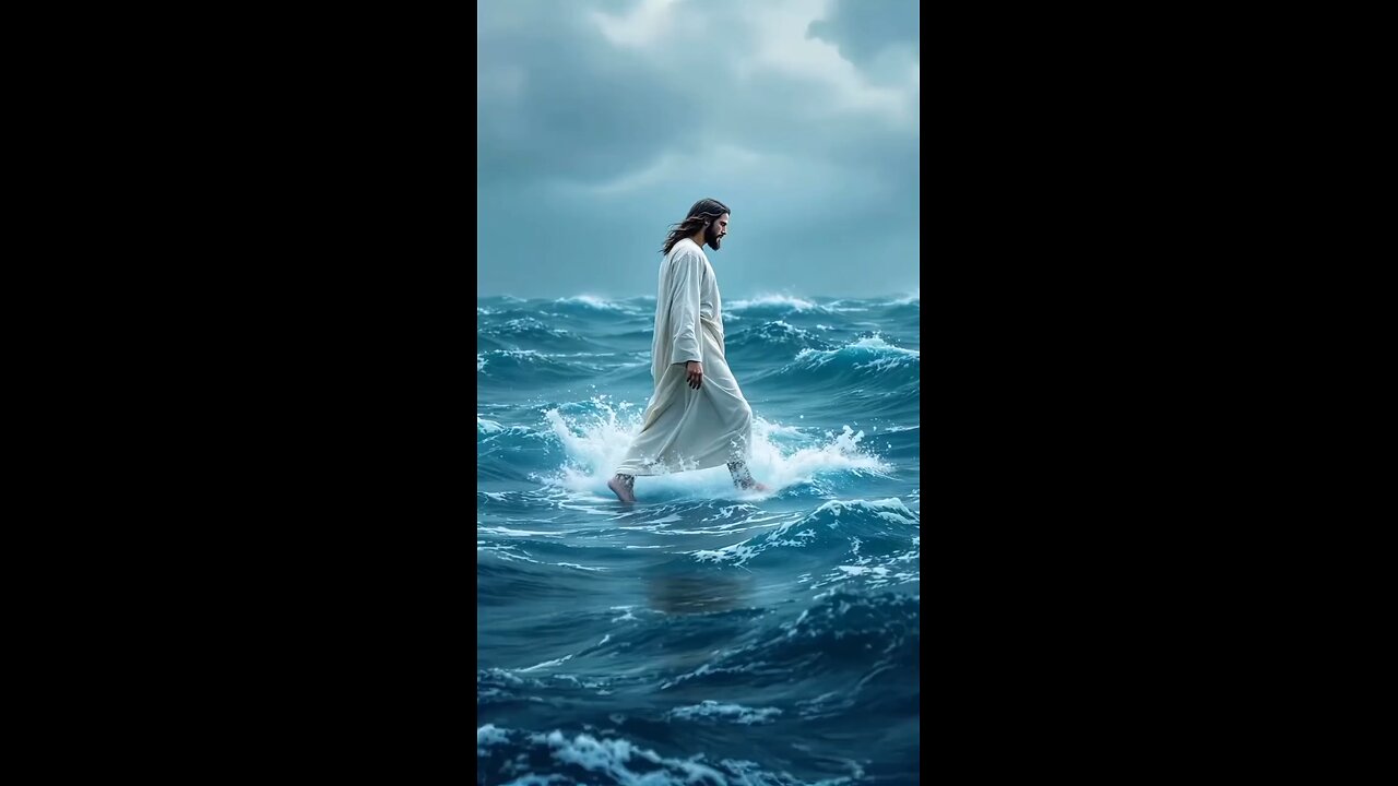 Jesus walking on the water.