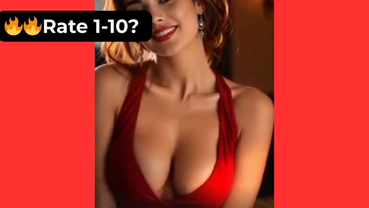 🔥 Rate Her Chest in This Red Halter Neck Dress 1-10? 😍 Supermodel 4K