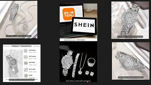 6pcs New Luxury Fashionable Women'S Watch Set + Elegant Double Rhinestone Bracelet, Perfect Gift.