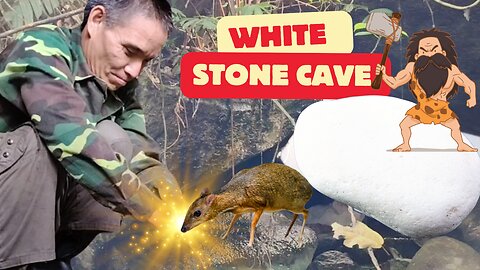 Survival Man Discovers White Rock Cave Behind Waterfall | Wilderness Trap Crafting & Exploration