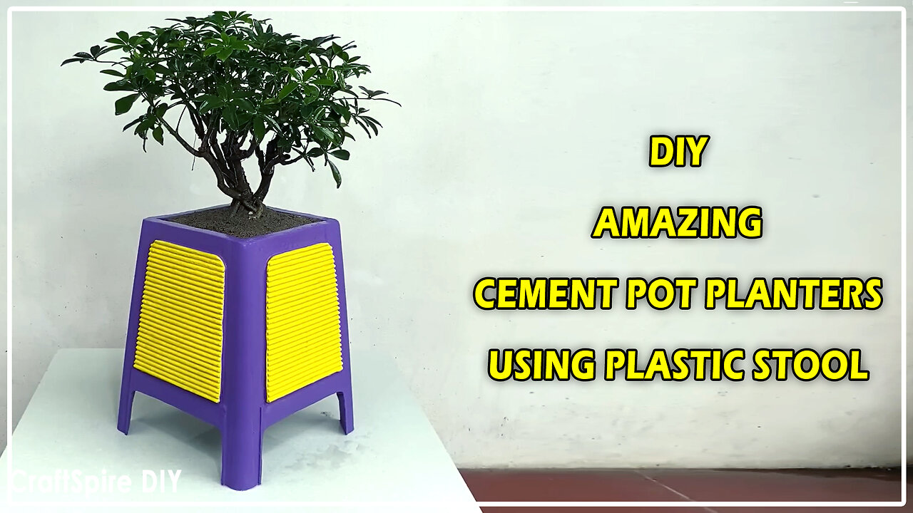 DIY Amazing Cement Pot Planters Using Plastic Stool 🪴 | Unique Garden Idea for Home 🏡✨