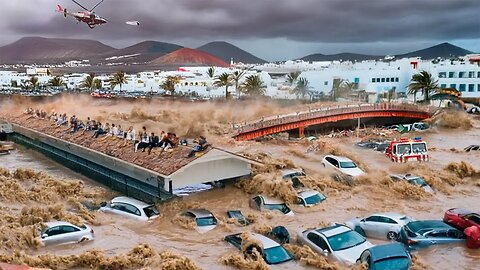 Mass Evacuation in Spain! City Washed Away after Heavy Flood in Lanzarote, Canary Islands
