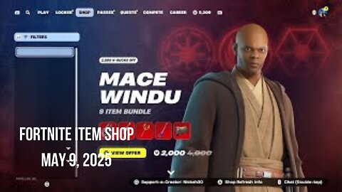 Fortnite Item Shop|May 9, 2025(*New* Mace Windu Bundle & Snowcarver Bundle)